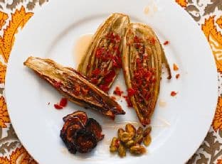 Roasted Endive Salad With Prosciutto, Figs and Pistachios