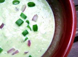 Chilled Cucumber Avocado Soup with Yogurt and Kefir