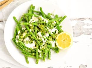 Snap Pea and Green Bean Salad with Arugula Pesto